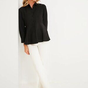 Pomander Place Black Ashlen button down peplum-style shirt